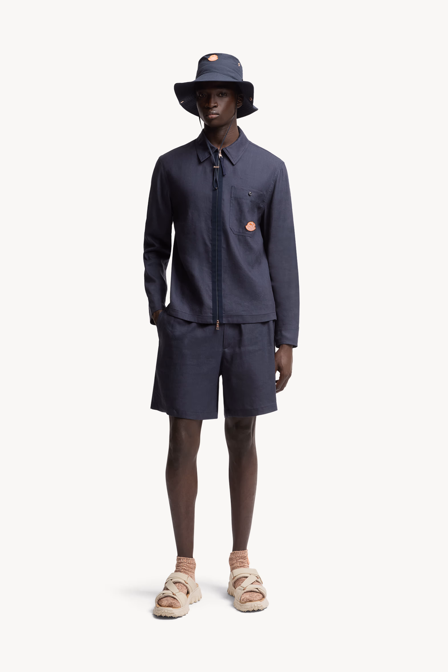 Moncler x Gilga Farm Designed by Donald Glover Linen Blend Shirt Men Navy Blue Moncler 0